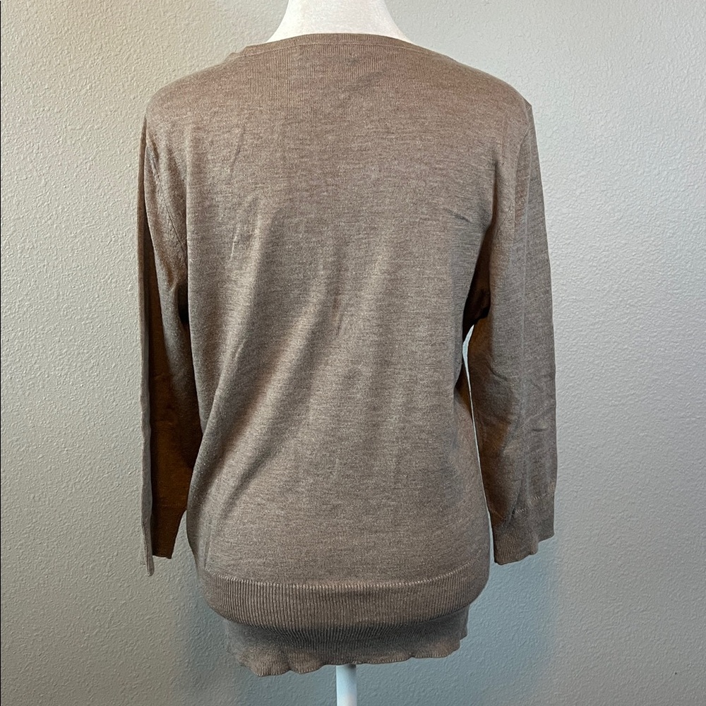 New York & Co Scoopneck 3/4 Sleeve Lightweight Sweater Beige Size Large - Picture 3 of 8